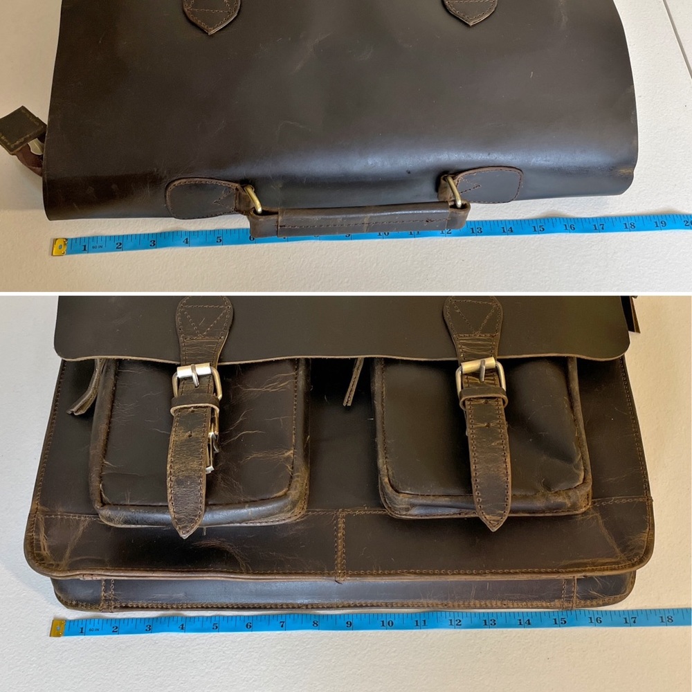 New Fullgrain Buffalo Leather Distressed Messenger Bag - Picture 15 of 16
